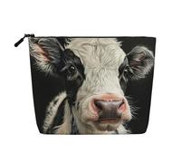 LIXLZH Trousse de maquillage portable avec imprimé vache mignonne - Pochette à fermeture éclair - Noir - Taille unique, Noir/blanc, One Size