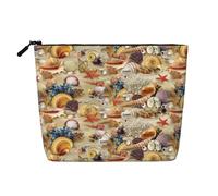 LIXLZH Trousse de maquillage portable avec motif étoile de mer, coquillage, plage de sable, sac de voyage à une seule couche, pochette à fermeture éclair, noir, taille unique, Noir/blanc, One Size