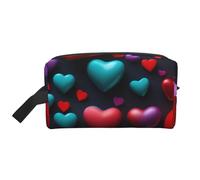 LIXLZH Trousse de maquillage romantique avec imprimé cœur rouge, sac de rangement, sac de rangement, blanc, taille unique, Blanc, One Size