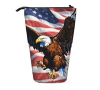 Lixlzh Trousse télescopique en polyester avec motif aigle avec drapeau des États-Unis, Noir/blanc, One Size, Art déco.