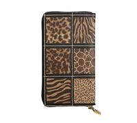LIXLZH Wild Zoo - Portefeuille en cuir avec fermeture éclair, pour homme et femme, porte-monnaie en cuir, taille unique, Noir/blanc, One Size