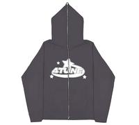 LIXQQS 4TUNE Sweat À Capuche Unisexe, Sweat À Capuche Uni Zippé, Sweat À Capuche en Polaire(Gray,M)