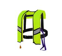 LIXQQS Gilet de Sauvetage 150N: 3s Gonflage Rapide, Bandes Réfléchissantes, Sifflet - Ajustable 20-120kg Adultes & Enfants(Green,Manual)