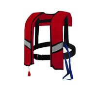 LIXQQS Gilet de Sauvetage 150N: 3s Gonflage Rapide, Bandes Réfléchissantes, Sifflet - Ajustable 20-120kg Adultes & Enfants(Red,Automatic)