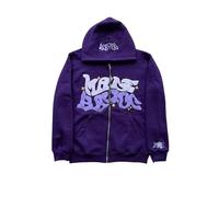 LIXQQS Hoodie Zippé pour Homme avec Imprimé Graffiti de Lettres Veste de Rue Hip-Hop Tendance SWEA à Capuche Polyvalent pour Adolescents et Adultes Streetwear Y2K Décontracté(Purple,S)