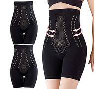 LIXQQS Ice Silk ION Fiber Repair Shaping Shorts, 2Pcs Shaping Shorts Femmes, Body Shaper Culotte Taille Haute Shaper Élastique Body Shaper Boxer Shapewear Shorts(Black,L)