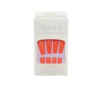 LIXSAZSE 1 ensemble français pointe presse sur ongles ongles artificiels conseils amovibles décalcomanies ballerine Salon manucure Kit pour filles , H33-orange, gelée , colle
