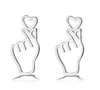 LIXSAZSE 1 paire femmes boucle d'oreille mignon décoratif plaqué remplacement à la mode coeur geste filles dames goutte ornement