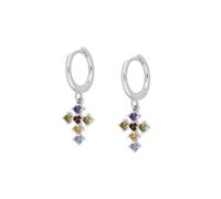 LIXSAZSE 2pcs Boucles d'Oreilles Hoop Crossing Ins Cristal Boucles d'Oreilles Métal Rétro Décontracté Bijoux Vissé pour Quotidien Fêtes Mariage, Platine Corloful