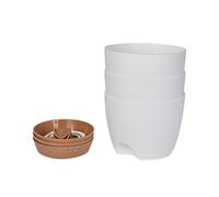 LIXSAZSE 3X jardinières universelles avec système de Drainage-pour Fleurs Herbes et légumes Pots d'arrosage PP Multi arrosage Automatique, Blanc + Marron, 6.5 Pouces 3