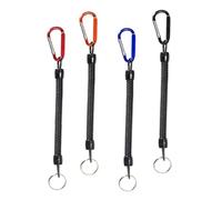 LIXSAZSE 4 pièces Longes de pêche avec Boucle de Verrouillage Ensemble Cordes Porte-clés en Spirale résistant à l'usure Camping en Plein air Escalade équipement sécurité