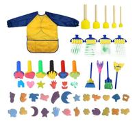 LIXSAZSE 44 pièces/Kit Brosse à Dessin en Plastique Portable Tout-Petits éclairant à Main Peinture Jouet Anniversaire Festival Cadeau , Jaune