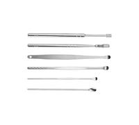 LIXSAZSE 6 pièces/ensemble bâtonnets de sélection d'oreille en acier inoxydable Scoop dissolvant de cérumen lavable voyage poli Curette cueilleurs outils ménagers