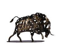 LIXSAZSE Abstrait Moderne Bétail Artisanat Métal Tissage Sculpture Ornement Cadeau L'œuvre d'art du bétail transmet à la Un Sentiment de stabilité