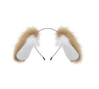 LIXSAZSE Accessoire Oreilles de Chien Faites Main, Serre-tête pour Femme, Oreilles d'animal en Peluche réalistes pour fêtes costumées, Accessoire Animal en Peluche réaliste, Kaki, 30 x 20 cm