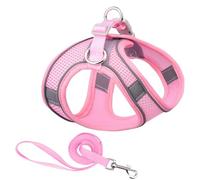 LIXSAZSE Animaux de compagnie sangle de poitrine laisse ensemble réfléchissant rembourré mignon confort soutien randonnée gilet course harnais licou accessoires, Rose