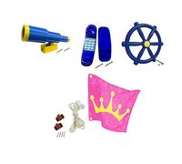 LIXSAZSE Balançoire, Roue de Jeu, Bateau Pirate, télescope, cabane dans Les Arbres, Ensemble de Jouets Amusants et sécuritaires pour Petits garçons et
