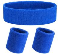 LIXSAZSE Bandeau de Sport Fitness Exercice Yoga Bandeau Anti-Transpiration Kit Basket-Ball Badminton Poignet Bracelet Portable randonnée Cyclisme, Bleu