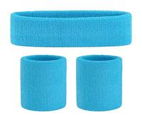 LIXSAZSE Bandeau de Sport Fitness Exercice Yoga Bandeau Anti-Transpiration Kit Basket-Ball Badminton Poignet Bracelet Portable randonnée Cyclisme, Bleu Ciel