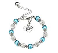 LIXSAZSE Beau Bracelet Boules En Acier Inoxydable Bijoux Chaînes Perlées Bracelet D'amitié Réglable Pour Bonne Élasticité Filles, Bleu ciel