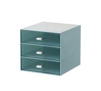 LIXSAZSE Boîte de Rangement de Papeterie, Organisateur Premium et Taille pour Chaque Bureau, Grande capacité, tiroir en Plastique ABS, boîte Rangement Bureau, Bleu, Triple Grille