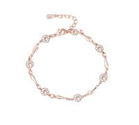 LIXSAZSE Bracelet en Zircon Simple rétro à feuilles florales, respire l'élégance et le Style, en cuivre rétro Simple, fleur en or Rose, Or rose