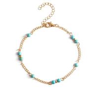LIXSAZSE Bracelets de Cheville en Couches élégant Or Argent Paillettes Style Simple Universel Turquoise Bijoux Bracelets de Cheville pour Femmes Filles, Or