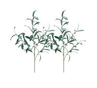 LIXSAZSE Branches d'olivier Vertes élégantes 2pcs - Apparence réaliste n'importe où Branches d'olivier artificielles en Soie Fausses d'olivier, 4 Olives sans Fruit