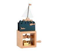 LIXSAZSE Cadeau en bois à manivelle pour les amis : une douce mélodie pour les êtres chers. Fonctionne manuellement grâce à sa manivelle. Un cadeau idéal pour la famille et amoureux, Bateau