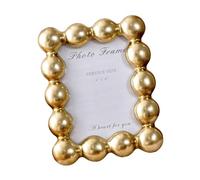 LIXSAZSE Cadre photo sur pied Decor Ren avec éléments décoratifs sophistiqués en perles. Ajoutez personnalité et style à votre intérieur, Or, 20x25.2 cm