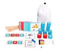 LIXSAZSE Cartes Flash d'association de Lettres et de Mots Anglais ABC, Blocs Lecture en Bois, Puzzle, Jouets éducatifs, Jeux d'orthographe, Apprentissage ludique, Blocs Lecture, Jouet d'orthographe,