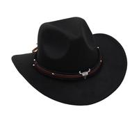 LIXSAZSE Charmant chapeau de cowboy robuste à large bord, confort et style pour toutes les aventures estivales. Le chapeau de cowboy présente un style occidental classique qui, Noir, 54 cm