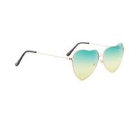 LIXSAZSE Coeur Lunettes de Soleil Style Vintage des Yeux Lunettes de sécurité Festival Accessoires Femmes Accessoires pour Voyager Plage, Vert Jaune