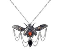 LIXSAZSE Collier mécanique Victoria en argent antique, orné d'un scarabée en pierre et d'un insecte punk à engrenages et à engrenages, Argent Antique