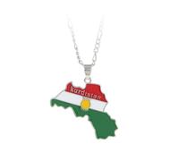 LIXSAZSE Collier pendentif à la mode pour femmes, idée cadeau Unique, en alliage, cartes du Kurdistan, pendentif drapeau, collier pendentif