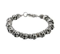 LIXSAZSE Crâne Perle Bracelets Style Vintage Squelette Bracelet Pierre Naturelle Main Chaîne Titane Acier Accessoire De Mode Bijoux, Acier + carte pierre