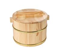 LIXSAZSE Cuiseur vapeur en bois pour riz avec couvercle. Pratique et élégant, robuste et durable. Anneau en fer renforcé. Seau à riz bois avec couvercle. Ustensile de cuisine, Brun, 20 x 20 x 13 cm