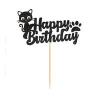 LIXSAZSE Décoration de gâteau d'anniversaire Polyvalente en Forme de Chat, pour fête à thème, Garniture gâteau d'anniversaire, Temps Fabuleux, Facile à thème, Noir, 1 pièce, 5.9 Pouces