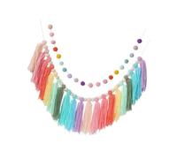 LIXSAZSE Décoration murale, cadeau de pendaison de crémaillère, guirlande à pompons ravissante pour la décoration intérieure, ornement mural chic, idéal pour une fête prénatale. Guirlande à