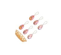 LIXSAZSE Décorations d'œufs de Pâques colorés avec panier, ornements suspendus légers pour la maison, cadeau pour un ami, décoration intérieure, Impression double lapin, Panier 14x3cm
