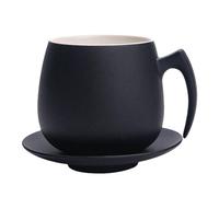 LIXSAZSE Ensemble de sous-verres partenaire fonctionnel pour tasse à café tasse à café en céramique givrée tasse en céramique pour le petit déjeuner bureau à domicile, Noir