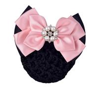 LIXSAZSE Femmes Chignon Couverture Net Perle Strass Snood Bowknot Satin Arc Dentelle Fleur Chapeaux pour Hôtesse Infirmière Travailleur, Rose clair