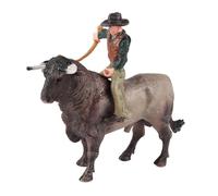 LIXSAZSE Figurine de Cow-Boy avec Taureau - Coffret de Jeu Ferme - Stimule l'imagination des Enfants grâce à des Jeux rôle interactifs - Sculpture Cow-Boy Bureau - Jouet éducatif pour Les