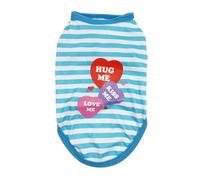 LIXSAZSE Gilets rayés Lettre en Forme de Coeur Respirant T-Shirts pour Animaux de Compagnie Moyen Chiot vêtements Fabrication exquise Costumes Tenue, Bleu Clair, S
