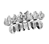 LIXSAZSE Grilles dentaires plaquées or 18 carats, style flamme, accessoire de mode incontournable. À porter soi-même à offrir. Look branché et luxueux pour les fêtes et les bals de promo.