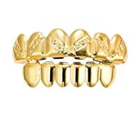 LIXSAZSE Grills dentaires plaqués or 18 carats, de dents, grills dentaires éblouissants pour le bas, style punk, bijoux de corps, cosplay, fête, hommes et femmes, gel dentition fixe pour le bas