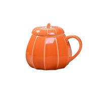 LIXSAZSE Halloween citrouille tasses à café tasse à thé avec couvercle flocons d'avoine yaourt décoration drôle tasse d'eau verres décor la maison cadeau, Orange