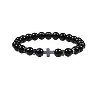 LIXSAZSE Hommes naturel pierre ronde perle Bracelets Bracelet Yoga bijoux corde élastique Portable mode oeil Bracelet pour cadeau, Type 1