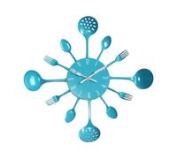 LIXSAZSE Horloge murale de cuisine de style moderne, cuillère, fourchette, horloges à mouvement silencieux, mouvement à quartz, salon, salle à manger, hôtel, décoration d'intérieur, bleu