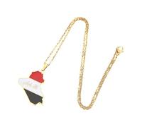 LIXSAZSE Idées cadeaux Irak Mode Art Syrie Avec Drapeau Carte Créative Pendentif Collier Premium En Acier Inoxydable Unique Et Délicat, or